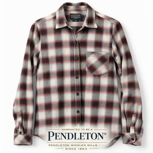 Pendleton Plaid Button Down Shirt Women's Small Wool Blend Flannel Western.